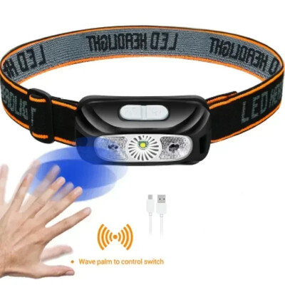 4 režimų judesio jutiklis XPE+COB LED priekinis žibintuvėlis USB įkraunamas vandeniui atsparus stovyklavimo priekinis žibintas bėgiojant žvejybai