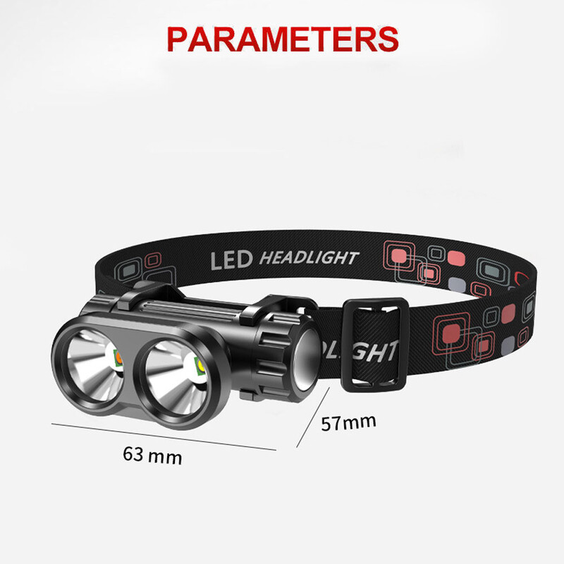 Nešiojamas LED priekinis žibintas USB įkraunamas priekinis žibintas Super ryškus vandeniui atsparus žvejybos žibintas su magnetiniu priekiniu žibintuvėliu