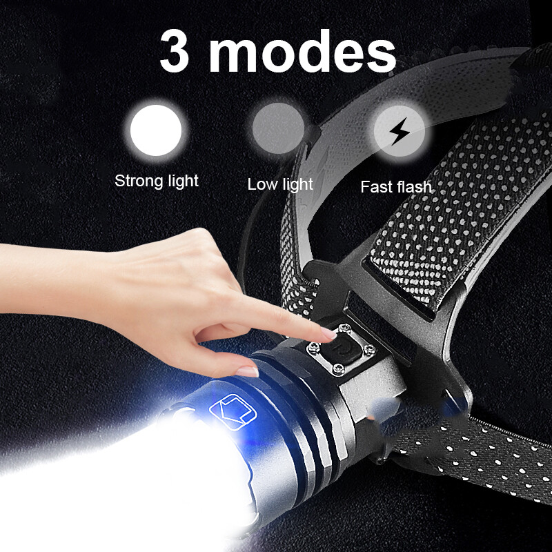 Priekinis žibintas USB įkraunamas priekinis žibintas P160/P50 priekinis žibintas su 4 režimais ir reguliuojama galvos juosta, skirta stovyklavimui žygiams lauke, medžioklei