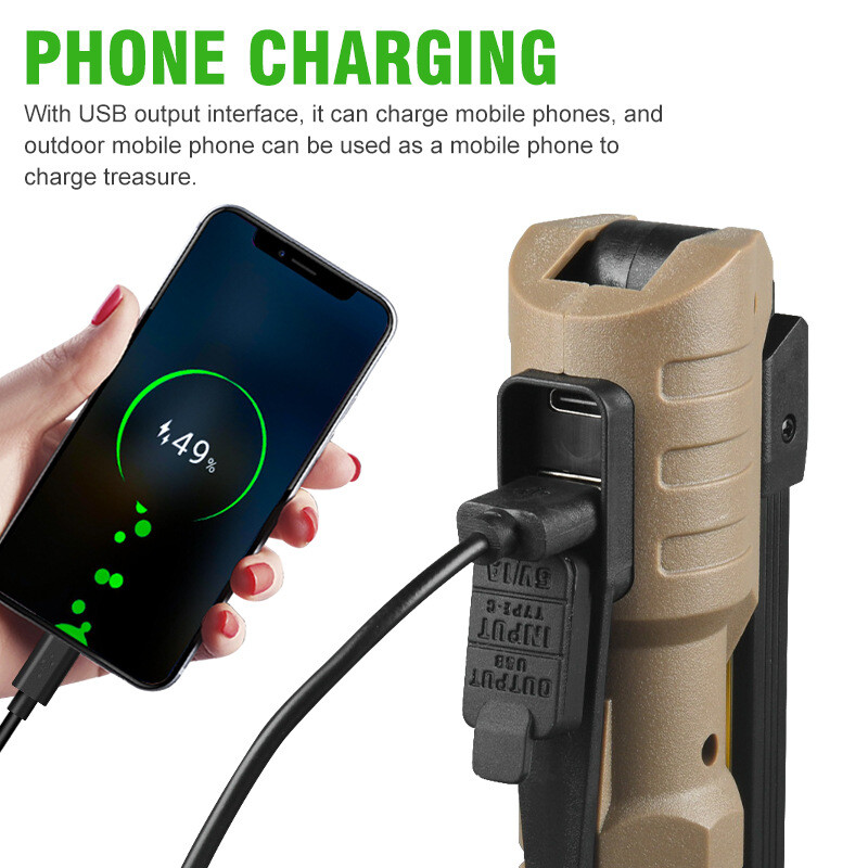 KDULIT sulankstomas LED avarinis prožektorius, nešiojamas stiprus magnetinis COB darbinis žibintas C tipo įkraunamas žibintuvėlis ypač ryški lempa