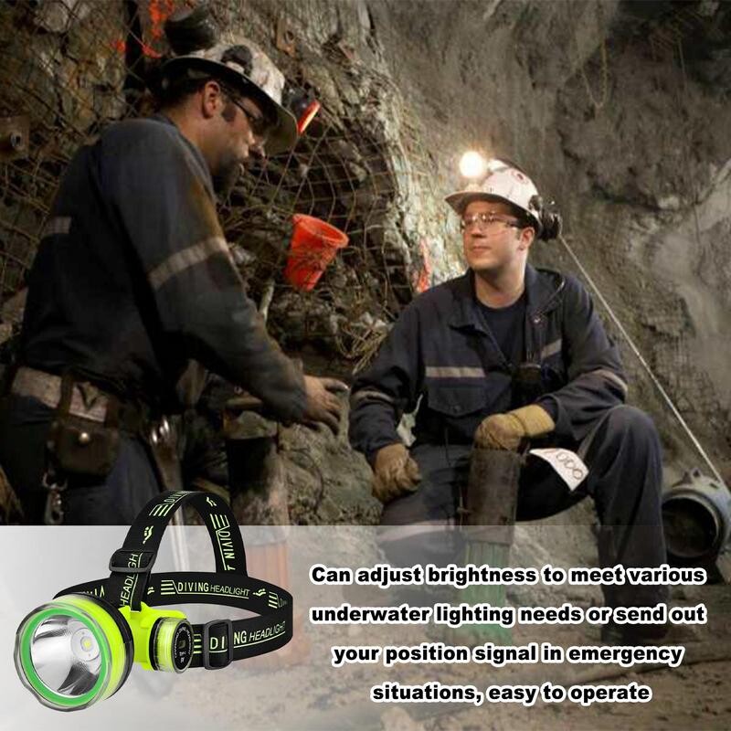 Nešiojamas įkraunamas nardymo priekinis žibintas, 350 m po vandeniu, 2 šviesos režimai, atsparus vandeniui, ypač ryškus LED nardymo povandeninis priekinis žibintas, naujas