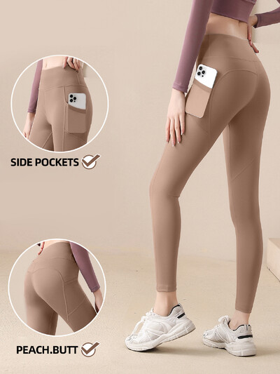 Îmbrăcăminte sport Femeie Jambiere de yoga Buzunare laterale Pantaloni de yoga Fitness Alergare Stretchy Plus Size Pantaloni de gimnastică pentru sport Colanți