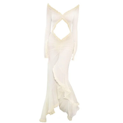 Rochie de maternitate Rochie pentru ședință foto Rochie de duș pentru bebeluș cu mâneci lungi, sexy, cu volan, pentru femeie însărcinată.