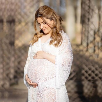 Boho Lace Maternity Photo Shooting Μακριά Φορέματα Έγκυος Φωτογραφία Ρούχα Μακρύ Φόρεμα