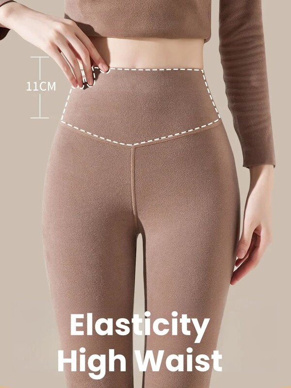 Samta apakšpuses Sieviešu siltas iekšpuses rudens bikses rudens ziemas sabiezinātas pūkainas ar augstu vidukli polsterētas siltas bikses mīkstas