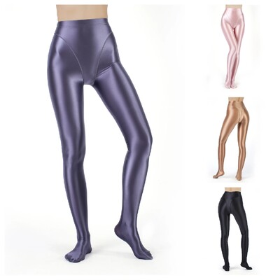 Cusătură lucioasă Colanți din satin Leggings Sexy din mătase Japoneză cu talie înaltă Chiloți sport de fitness de mărime mare