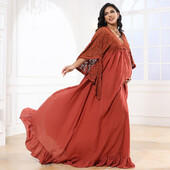 Rust Boho garas kleitas grūtniecības fotosesijai kokvilnas piedurknēm ar piedurknēm grūtnieču fotografēšanai apģērbs Maxi kleita