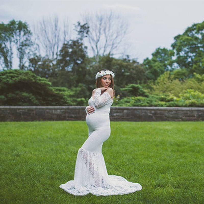 2022. gada nāras kleitas grūtniecēm fotosesijai, mežģīņu maksimā grūtnieču kleita no pleciem Seksīga sieviešu grūtnieču kleita fotografēšanai