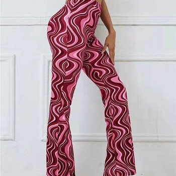 Γυναικεία Γιόγκα Flared Leggings Gym Ψηλόμεσο Παντελόνι Flare Plus Size Wave Printed Fitness Παντελόνι προπόνησης με φαρδύ πόδι Latin Dance