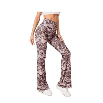 Γυναικεία Γιόγκα Flared Leggings Gym Ψηλόμεσο Παντελόνι Flare Plus Size Wave Printed Fitness Παντελόνι προπόνησης με φαρδύ πόδι Latin Dance