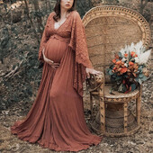 Φόρεμα Bohemian Maternity Photography Boho Φόρεμα με δαντέλα εγκυμοσύνης Boho, Puococo Φόρεμα για έγκυες μητέρες για φωτογραφία εγκυμοσύνης