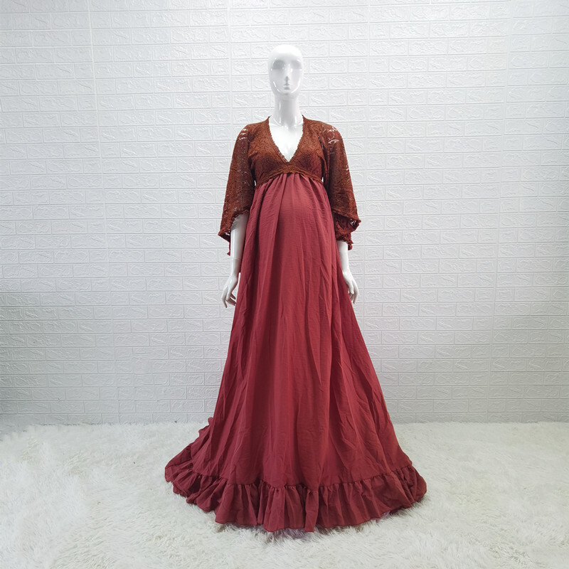 Φόρεμα Bohemian Maternity Photography Boho Φόρεμα με δαντέλα εγκυμοσύνης Boho, Puococo Φόρεμα για έγκυες μητέρες για φωτογραφία εγκυμοσύνης
