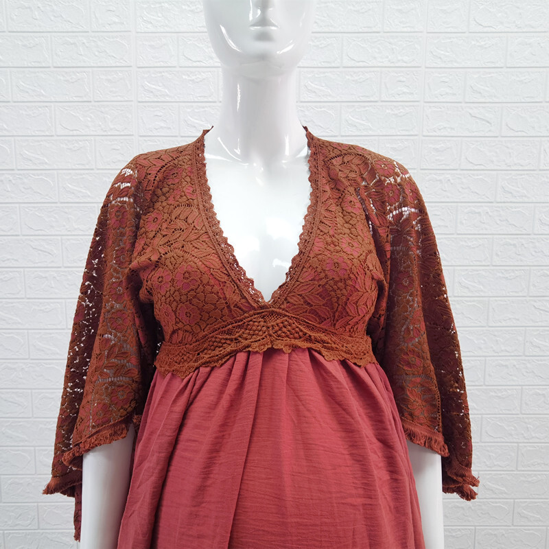 Φόρεμα Bohemian Maternity Photography Boho Φόρεμα με δαντέλα εγκυμοσύνης Boho, Puococo Φόρεμα για έγκυες μητέρες για φωτογραφία εγκυμοσύνης