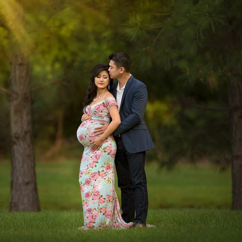 Ziedu apdruka Boho Grūtnieču kleita Fotorekvizīti Ziedu Grūtnieču Bohēmas Kleita Fotosesijai Ikdienas apģērba Bērnu duša