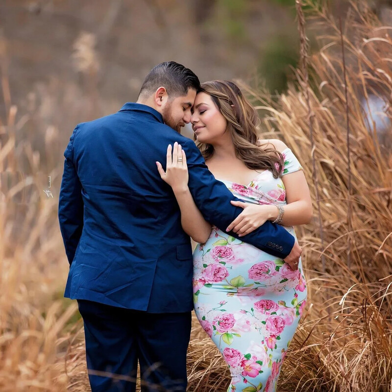 Ziedu apdruka Boho Grūtnieču kleita Fotorekvizīti Ziedu Grūtnieču Bohēmas Kleita Fotosesijai Ikdienas apģērba Bērnu duša
