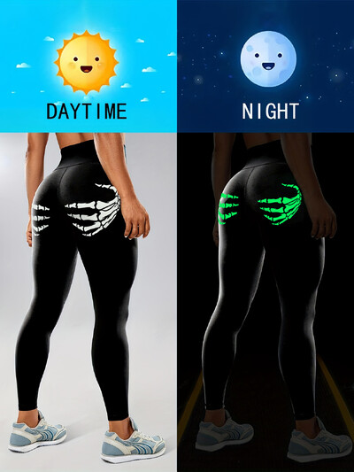 Pantaloni de yoga cu gheare verzi fluorescenți de talie mare de Halloween Sport în aer liber Pantaloni de fitness pentru alergare Pantaloni bodycon cu talie înaltă Îmbrăcăminte de yoga