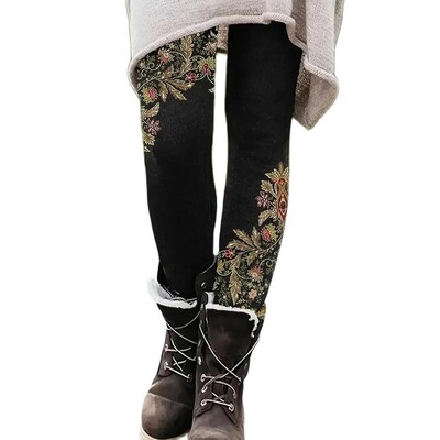 Ikdienišķa, elastīga, elastīga, elastīga vidukļa legingi ar etnisku apdruku, sieviešu ikdienas valkāšanai