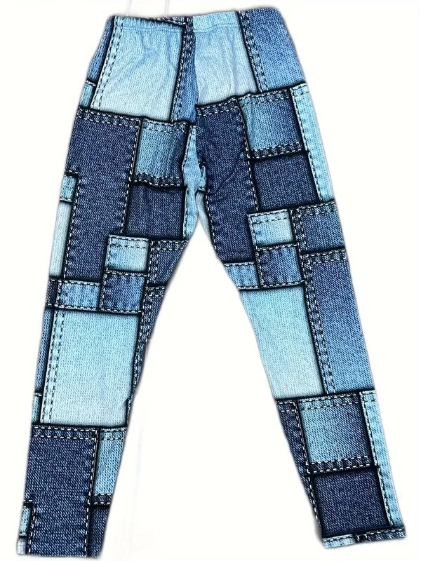 Liela izmēra sieviešu modes legingi ar augstu vidukli Ikdienas imitācijas džinsa rūtaini stulpiņi elastīgi apdrukāti legingi ikdienas pēdu bikses