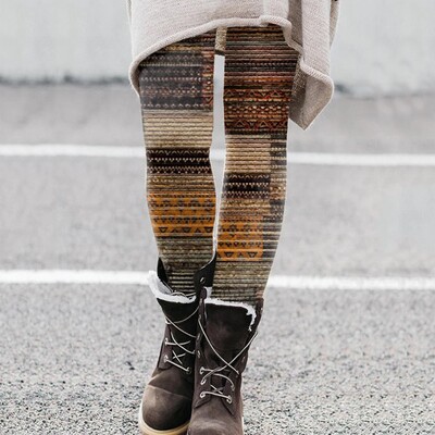 Legingi Sievietēm Tummy Control Spring Rudens Print Legingi Zābaku bikses Legingi Sievietēm Tummy Control Liela izmēra Ropa Mujer