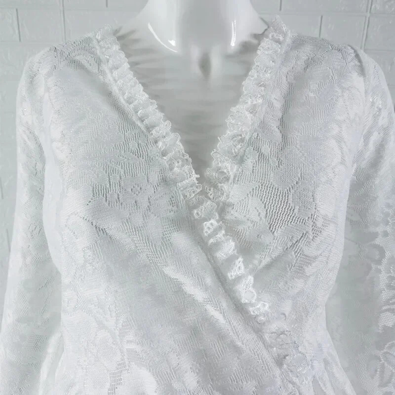 Boho mežģīnes grūtnieču fotosesijai garas kleitas ar zvaniņu piedurknēm grūtniecības fotografēšanas rekvizītu kleita