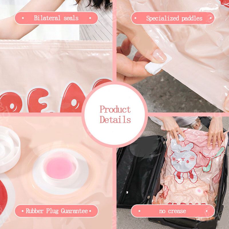 1 pungă de compresie de călătorie, sac de ambalare în vid pentru economisirea spațiului, sac de compresie de aspirație reutilizabil, economisind spațiu de 80%