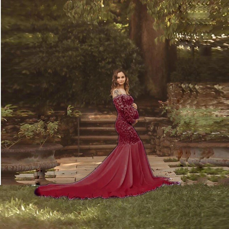 Grūtnieču mežģīņu šifona Maxi kleitas kleitas fotosesijai Grūtniecības kleita Maxi kleita apģērbi grūtniecēm Kāzu kleita