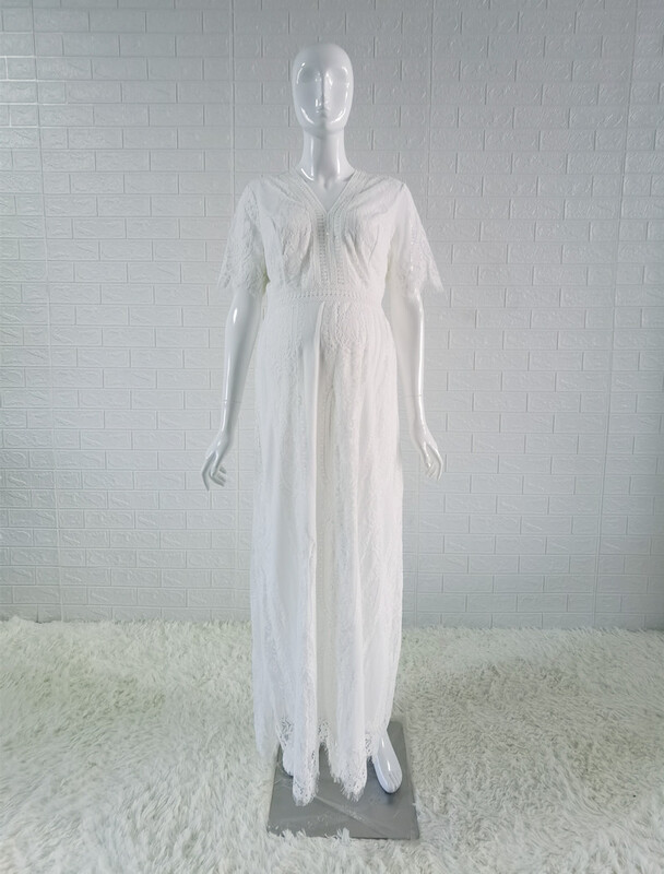 Baltas mežģīņu Boho garās kleitas grūtniecēm fotosesijai Baby Shower Garās kleitas Grūtniecības fotografēšanas kleita