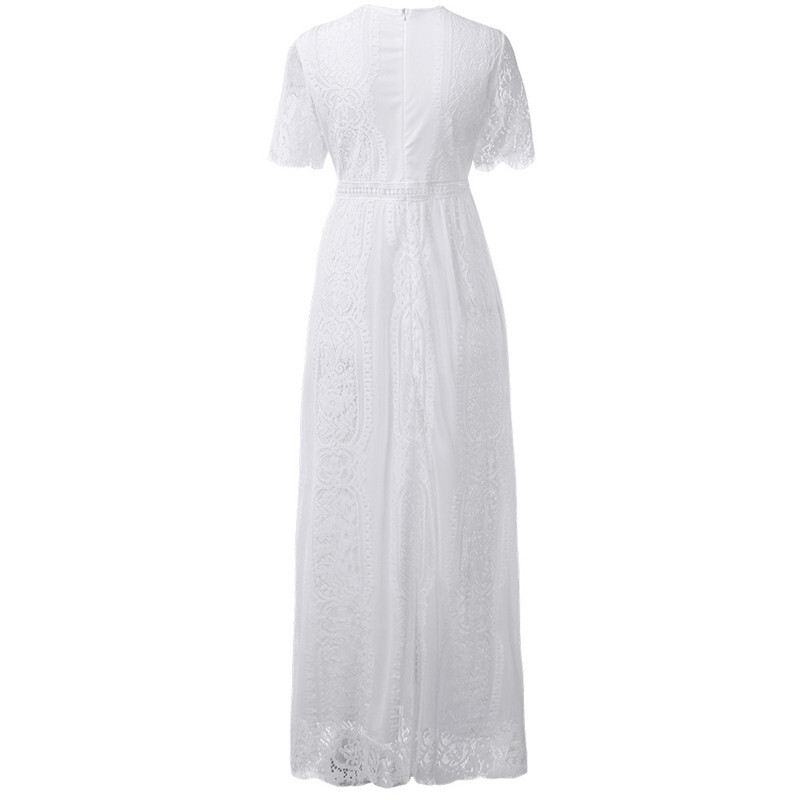 Baltas mežģīņu Boho garās kleitas grūtniecēm fotosesijai Baby Shower Garās kleitas Grūtniecības fotografēšanas kleita