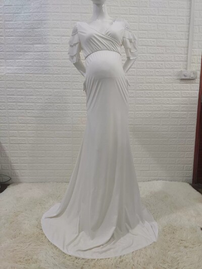 Trudnička haljina za fotografiranje Rekviziti za trudničku fotografiju Seksi pamučna haljina s V izrezom na volane Odjeća za trudnice