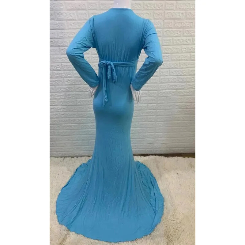 2024-es pamut kismama ruhák fotózáshoz Szexi V-nyakú terhes nők Díszes terhességi ruha fotózás kellékek Maxi ruha