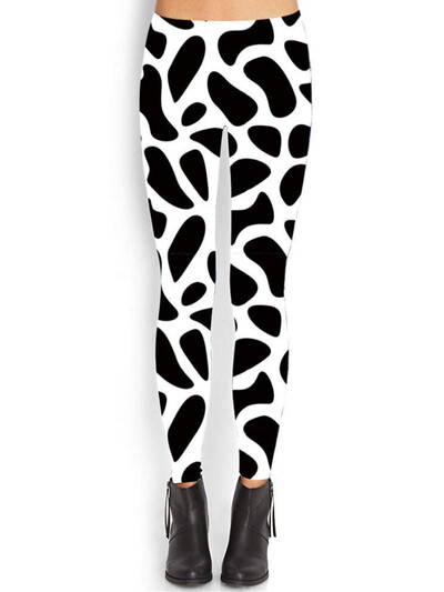 Leopárdmintás leggings női divat alkalmi nadrágok macska tehén állat szálcsiszolt puha harisnya Női nagyméretű fitnesz tornanadrág