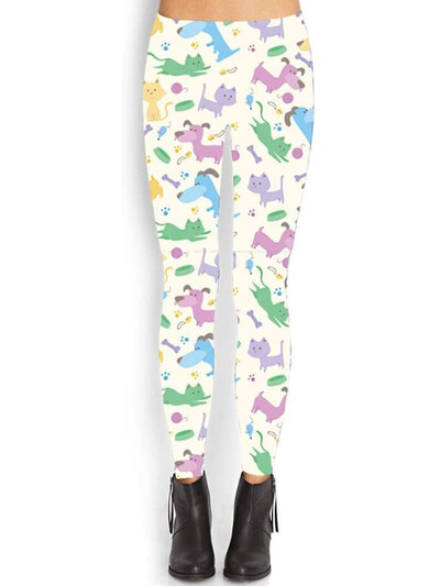 Leopárdmintás leggings női divat alkalmi nadrágok macska tehén állat szálcsiszolt puha harisnya Női nagyméretű fitnesz tornanadrág