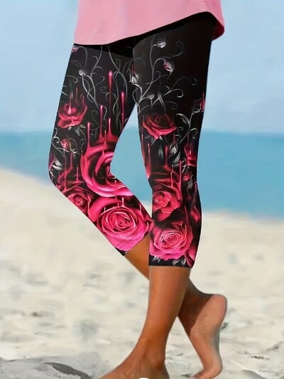 Plus Size 1XL-5XL Femei Imprimate Floral Leggings casual Capris Leggings la modă acasă Pantaloni yoga pentru femei