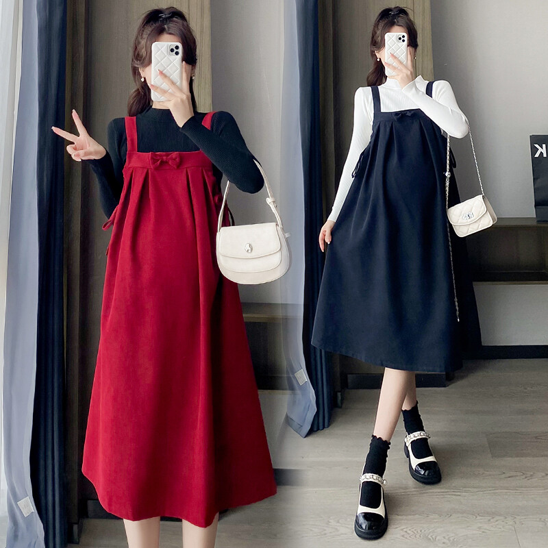 2024. gada Jaungada kleita grūtniecēm, sarkana siksnas kleita ar banti, liela izmēra grūtnieces ballītes kleita bez piedurknēm A līnijas kleitas grūtniecēm