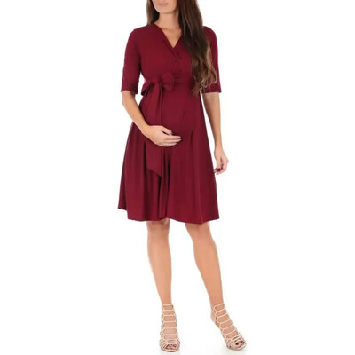 Nursing Maternity for Pregnant Women Fashion Dresses Pregnancy Dress Women`s Summer New Solid Color Pregnant Women`s Dress