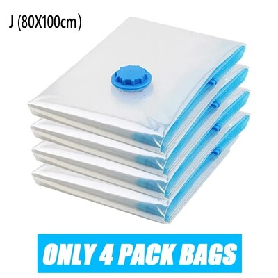 Pachet de 4 saci de depozitare în vid, saci de economisire a spațiului de compresie pentru cuverturi și pături, organizator pentru ambalaje de călătorie pentru haine