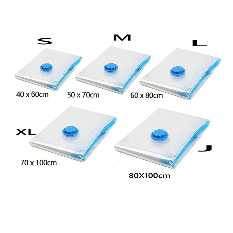 Pachet de 4 saci de depozitare în vid, saci de economisire a spațiului de compresie pentru cuverturi și pături, organizator pentru ambalaje de călătorie pentru haine