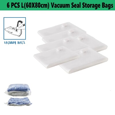 6 iepakojumā vietas taupīšanas vakuuma blīvējuma glabāšanas maisiņi drēbēm, segas un segām, kompresijas sūknis nav iekļauts