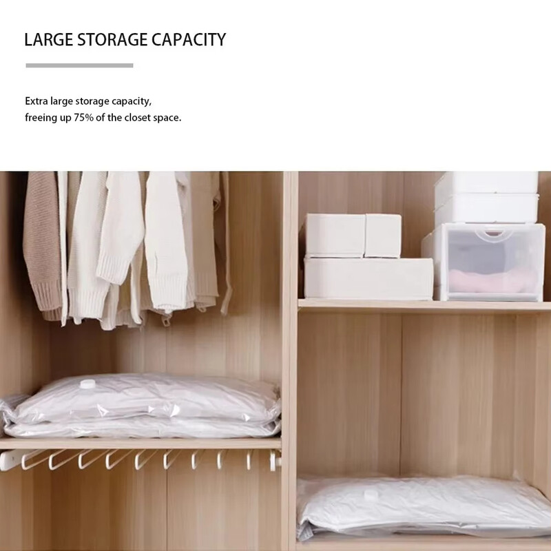 6 iepakojumā vietas taupīšanas vakuuma blīvējuma glabāšanas maisiņi drēbēm, segas un segām, kompresijas sūknis nav iekļauts