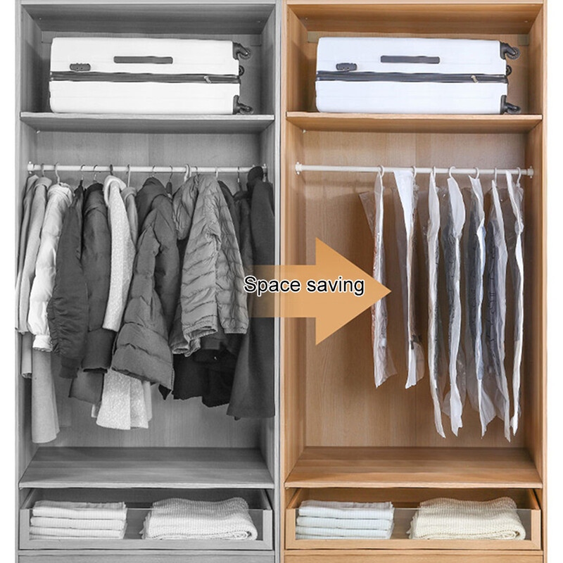 Drēbju skapis Sega Vakuuma iepakojums Vietu ietaupa blīvējums Organizators Piekaramie vakuuma uzglabāšanas maisiņi Vietas taupīšana drēbju glabāšanai Atmest