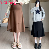 Jesenske korejske modne suknje za trudnice Elastični struk Trbuh A kroja Vestido Odjeća za trudnice Suknje za trudničke fotografije