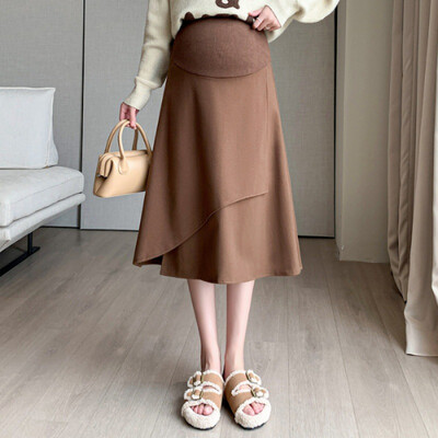 Jesenske korejske modne suknje za trudnice Elastični struk Trbuh A kroja Vestido Odjeća za trudnice Suknje za trudničke fotografije