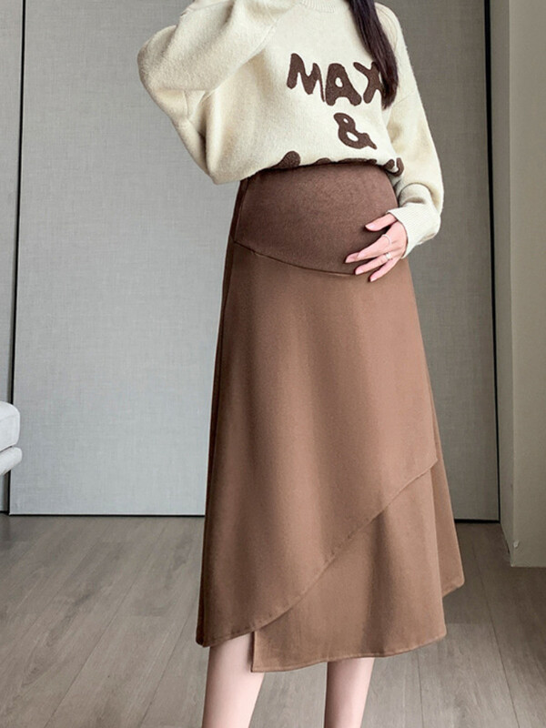 Jesenske korejske modne suknje za trudnice Elastični struk Trbuh A kroja Vestido Odjeća za trudnice Suknje za trudničke fotografije