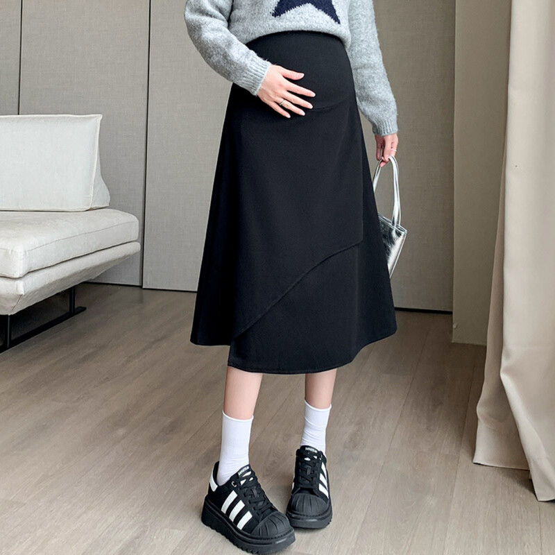 Jesenske korejske modne suknje za trudnice Elastični struk Trbuh A kroja Vestido Odjeća za trudnice Suknje za trudničke fotografije