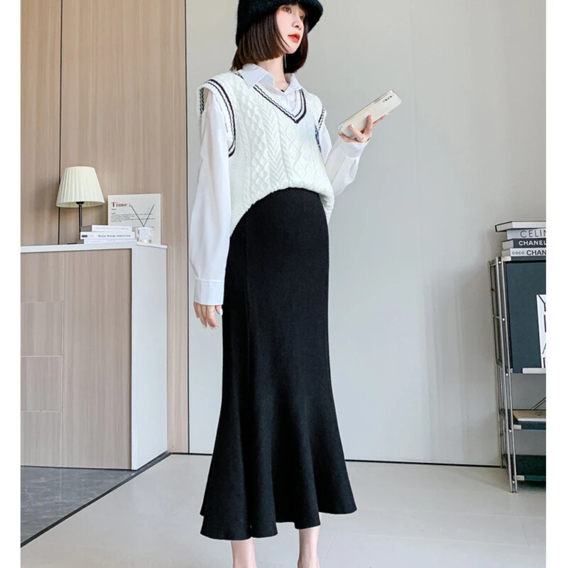 Rudens Ziemas Grūtnieču svārki Sānu svārki Zīmulis vēders Apģērbs grūtniecēm Ikdienas vestidos Grūtniecības fotosesijas svārki