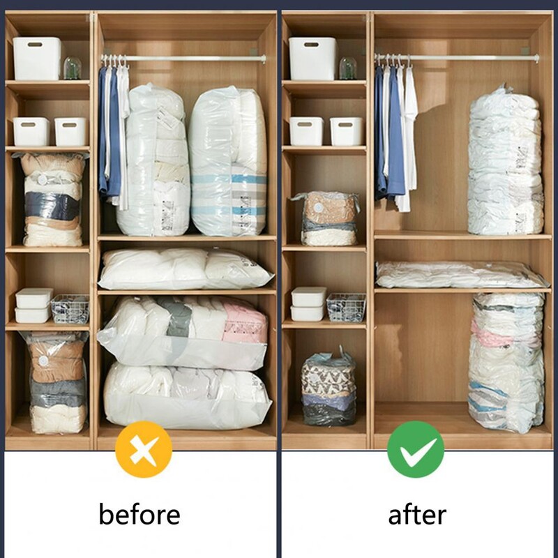 Ceļojumu vietas taupīšanas soma Praktiska atkārtoti lietojama rotācijas kloķa dizains Vakuuma apģērbi Ceļojumu uzglabāšanas soma Mājsaimniecības piederumi