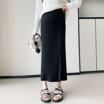 Rudens Ziemas Mode Karsti adīti Grūtnieču zīmulis Garie svārki Elastīgi Viduklis Vēders Apakšpuse Apģērbi Grūtniecēm Grūtniecība