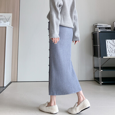 Rudens Ziemas Mode Karsti adīti Grūtnieču zīmulis Garie svārki Elastīgi Viduklis Vēders Apakšpuse Apģērbi Grūtniecēm Grūtniecība