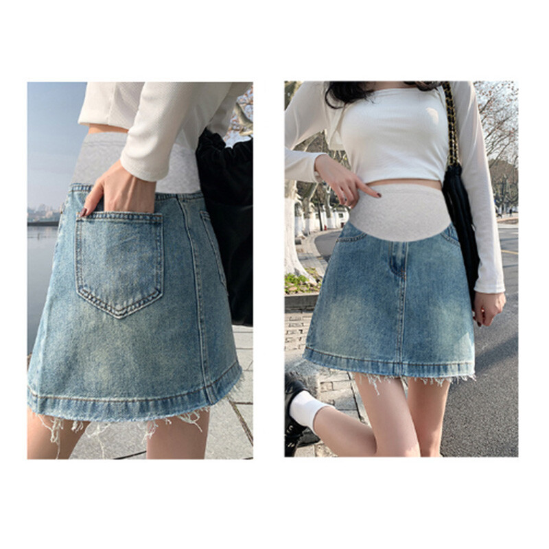 Sieviešu džinsa svārki, kas atbalsta vēderu