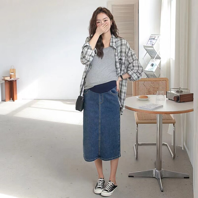 260# Vasaras Rudens Stretch Džinsu Grūtnieču Zīmulis Svārki Elastīgs Viduklis Vēders Džinsi Apģērbi Grūtniecēm Ikdienas grūtniecība